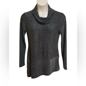 Belldini Metallic Gray Cowl Neck Sweater